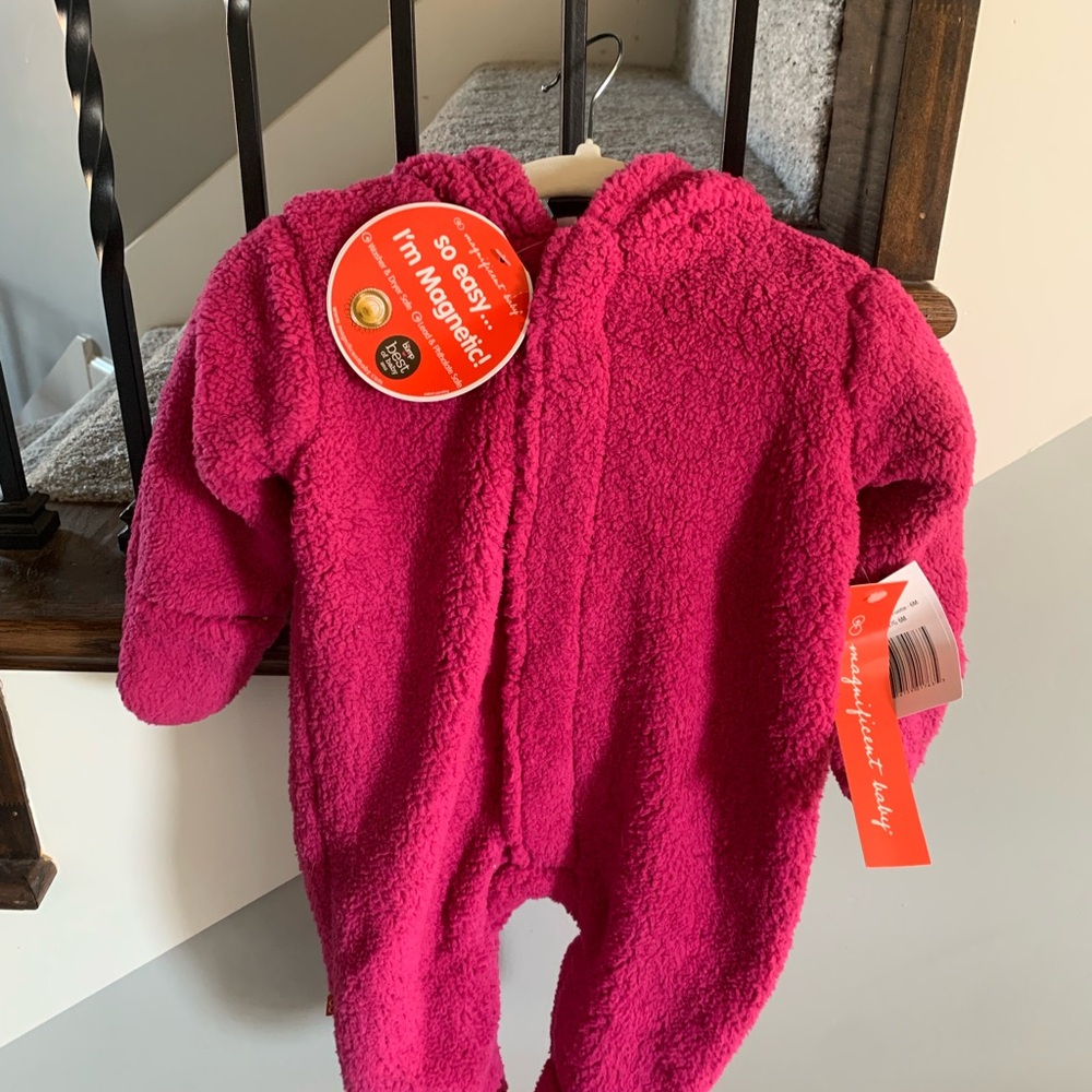 Magnetic Baby Fuchsia pink One Piece Footie pram